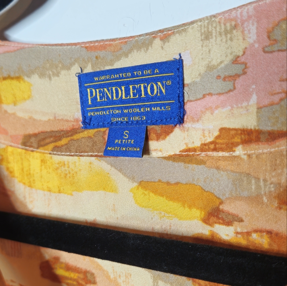 Pendleton Silk Multicolor Button Colorful Abstract Blouse Jacket Small Petite - Picture 2 of 5